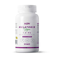 Cargar imagen en el visor de la galería, Melatonina 1,8mg de HSN | Para Dormir Mejor + Mejorar el Sueño + Descanso por la noche + Combate los trastornos del Sueño, Estrés y Fatiga, Jet Lag | Vegano, Sin Gluten, Sin Lactosa, 120 Tabletas