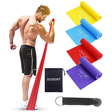 Cargar imagen en el visor de la galería, Oudort Bandas Elásticas Musculacion, Set de 4 1.8M Bandas de Resistencia Fitness sin Látex con Anclaje Puerta para Hombre, Mujer, Ejercicios de Musculares, Glúteos, Piernas, Fémur y Yoga en Casa y Gym
