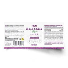 Cargar imagen en el visor de la galería, Melatonina 1,8mg de HSN | Para Dormir Mejor + Mejorar el Sueño + Descanso por la noche + Combate los trastornos del Sueño, Estrés y Fatiga, Jet Lag | Vegano, Sin Gluten, Sin Lactosa, 120 Tabletas
